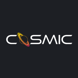 Cosmicslot logo in black background