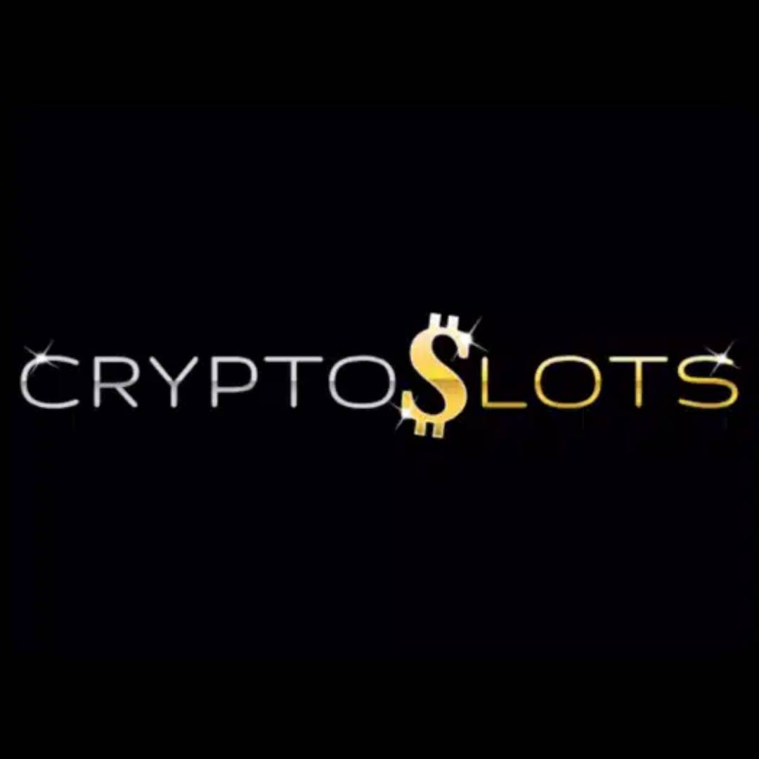 Logo Cryptoslots logo in black background
