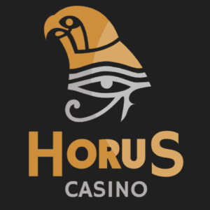 Horus casino logo in black background